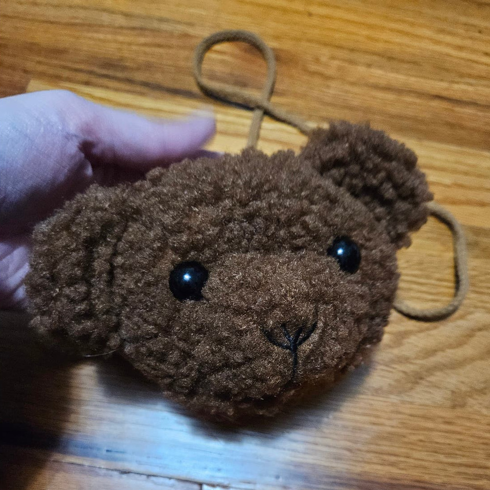 🧸 Boutique Plush Teddy Bear Head Mini Crossbody Bag Brown Kidcore Kawaii New